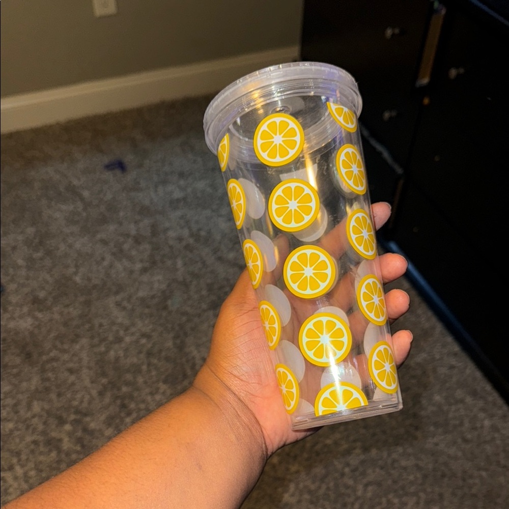 Lemon Patterned Clear Tumbler